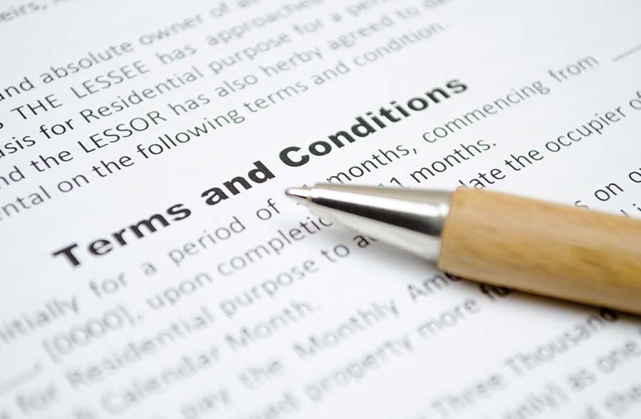Document with terms and conditions 